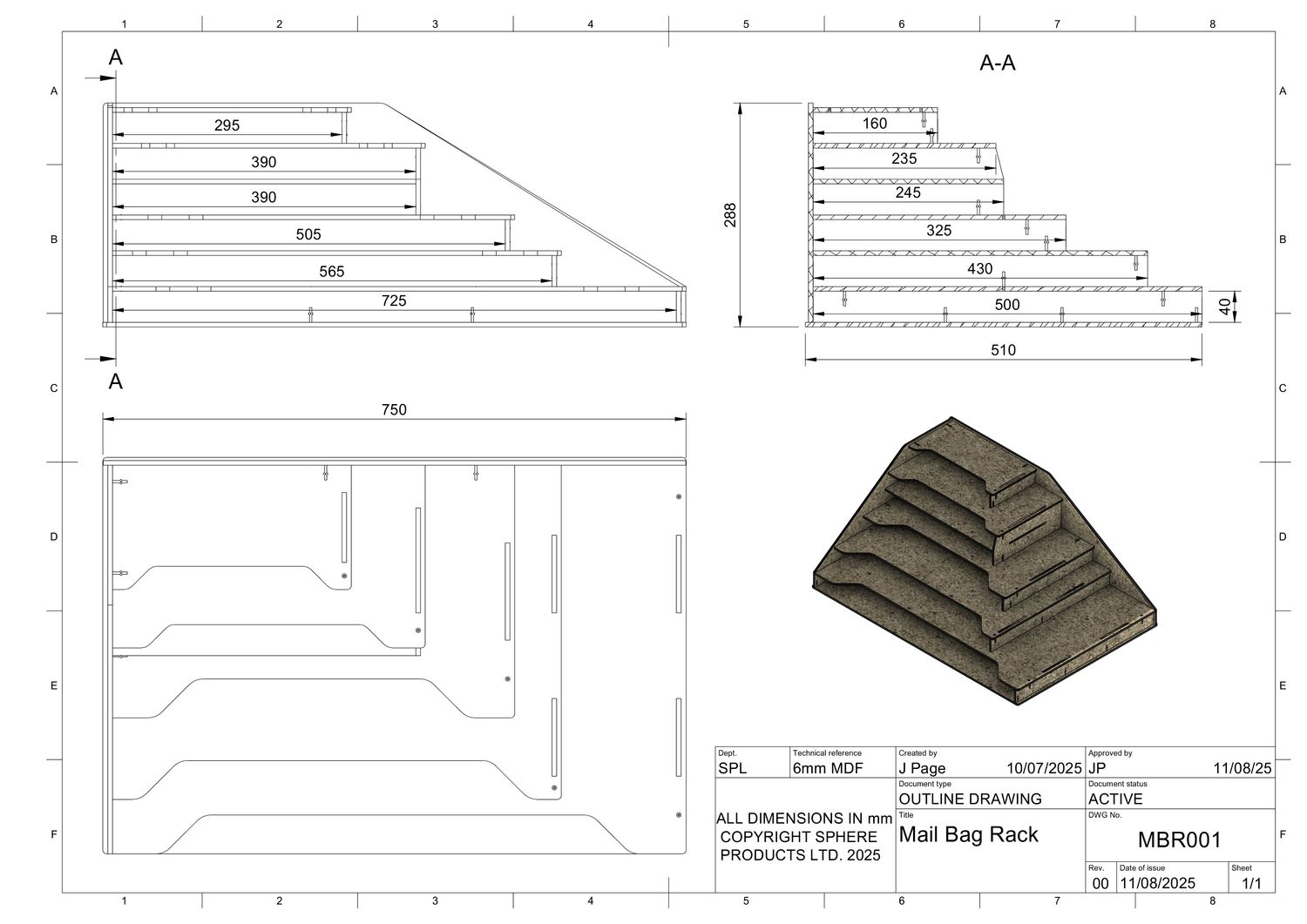 Mailing Envelope Rack
