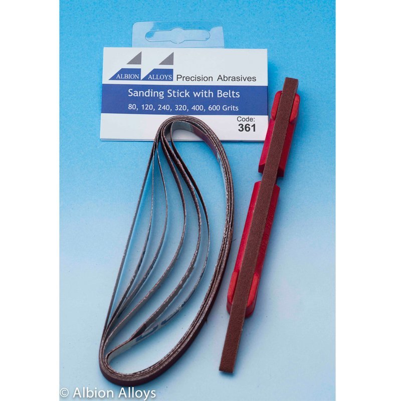 Albion Alloys - Sanding Stick Multi Angle Tool and 6 Assorted Belts