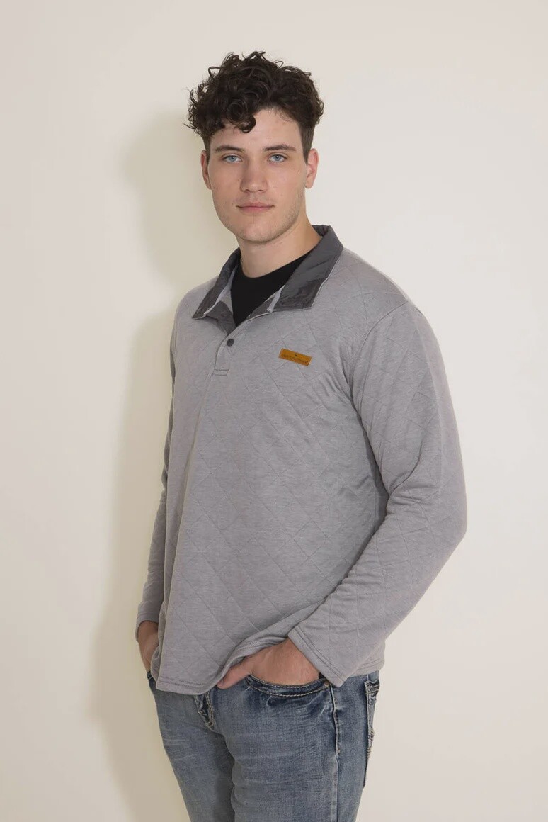 SIMPLY SOUTHERN MEN'S QUILTED PULLOVER - DOVE