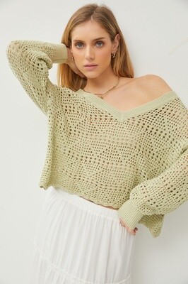 SLOUCHY CROP COVERUP - SAGE