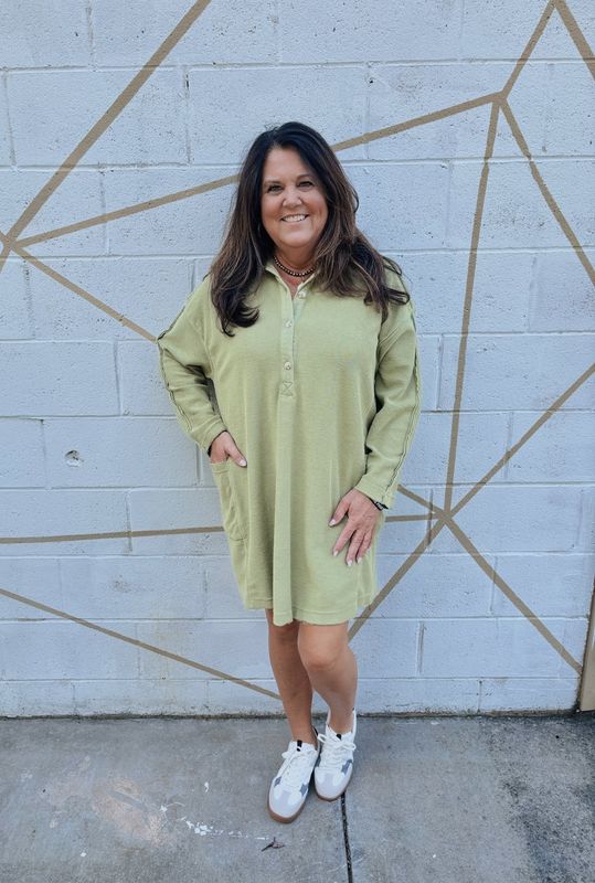 OFF DUTY SWEATSHIRT DRESS - OLIVE