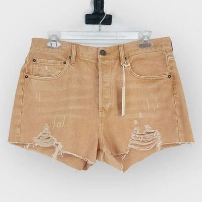 CLASSIC HI RISE DENIM SHORT - SADDLE