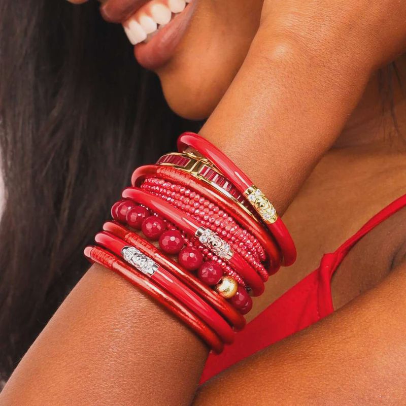 BUDHA GIRL THREE KINGS ALL WEATHER BANGLES - RED