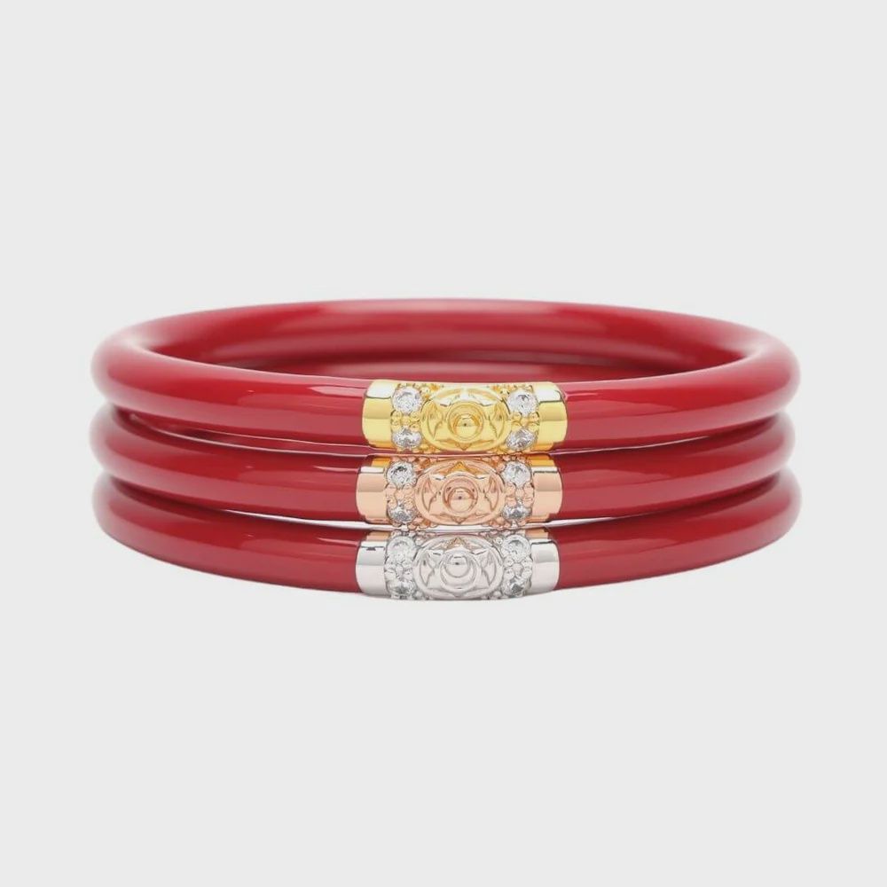 BUDHA GIRL THREE KINGS ALL WEATHER BANGLES - RED