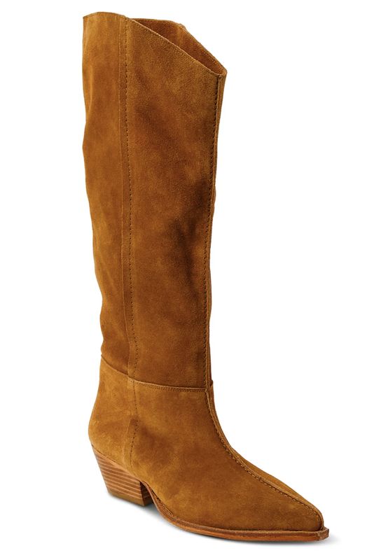 SWAY LOW SLOUCH BOOT - BURNT CARAMEL SUEDE