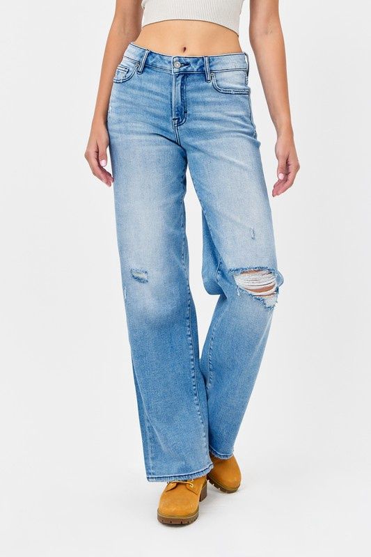 MID RISE DISTRESSED DAD JEAN