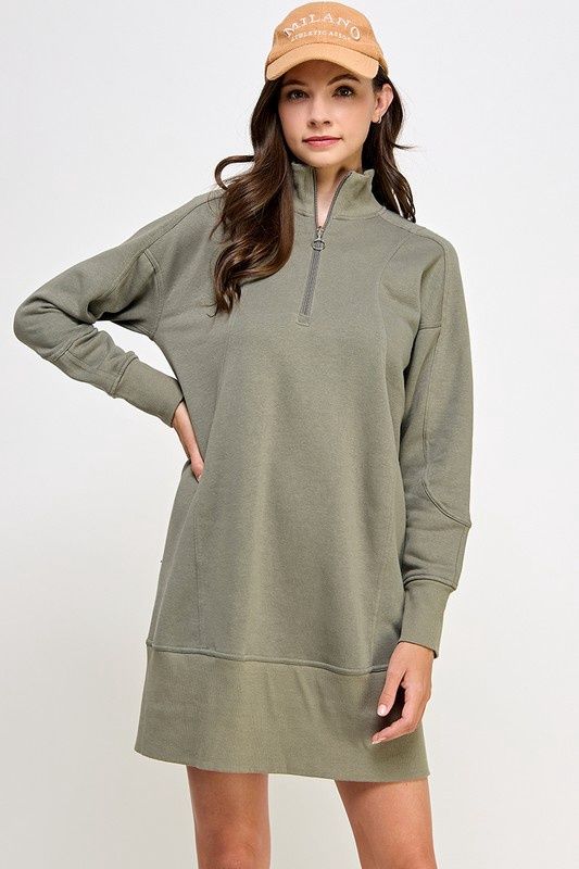 SISSY SWEATSHIRT DRESS - OLIVE