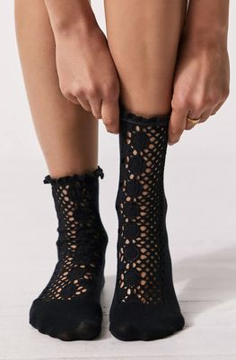 RUBIES CROCHET SOCKS - BLACK