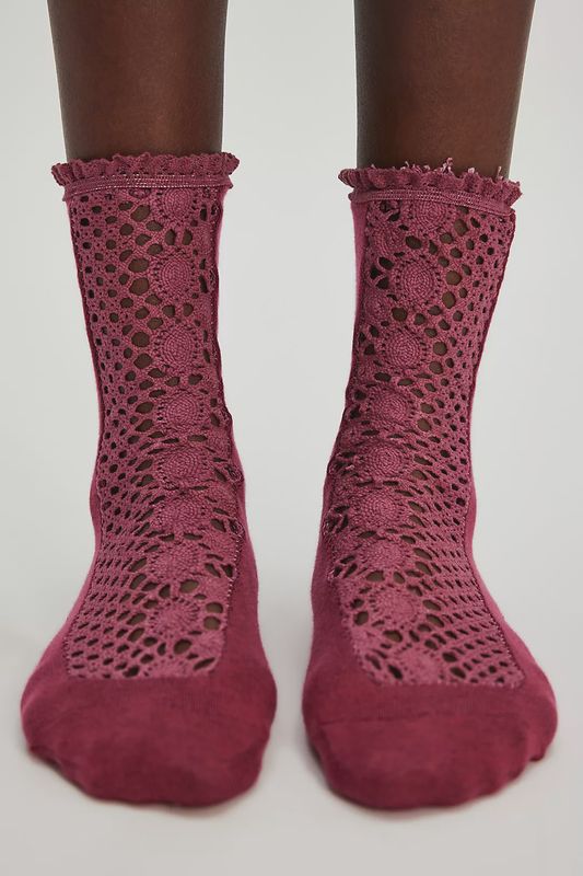 RUBIES CROCHET SOCKS - DEEP SEA BURGUNDY