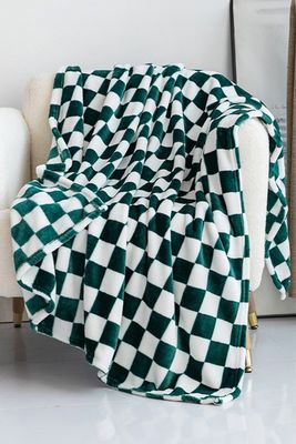 CHECKERBOARD THROW BLANKET - GREEN