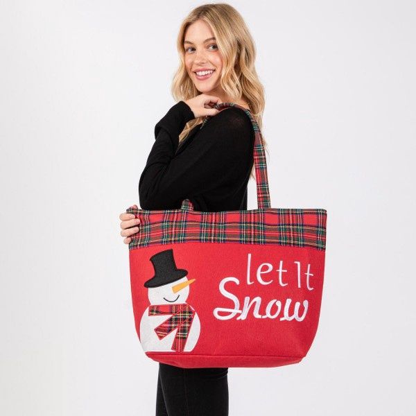 "LET IT SNOW" FELT TOTE BAG