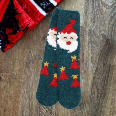 SOFT CREW SOCKS - GREEN SANTA
