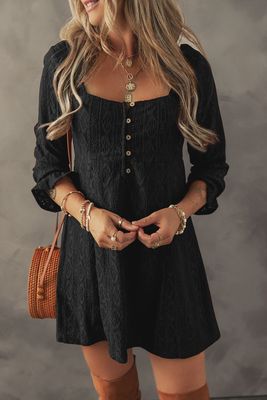 LACEY SQUARE NECK MINI - BLACK