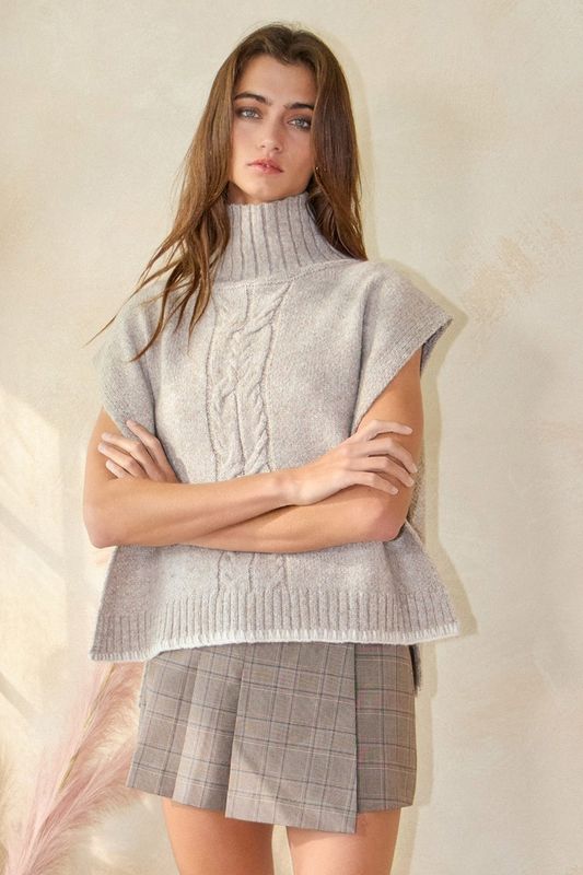 TORI PONCHO TOP - TAUPE