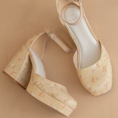 THE OSLO HEEL - NUDE FLORAL