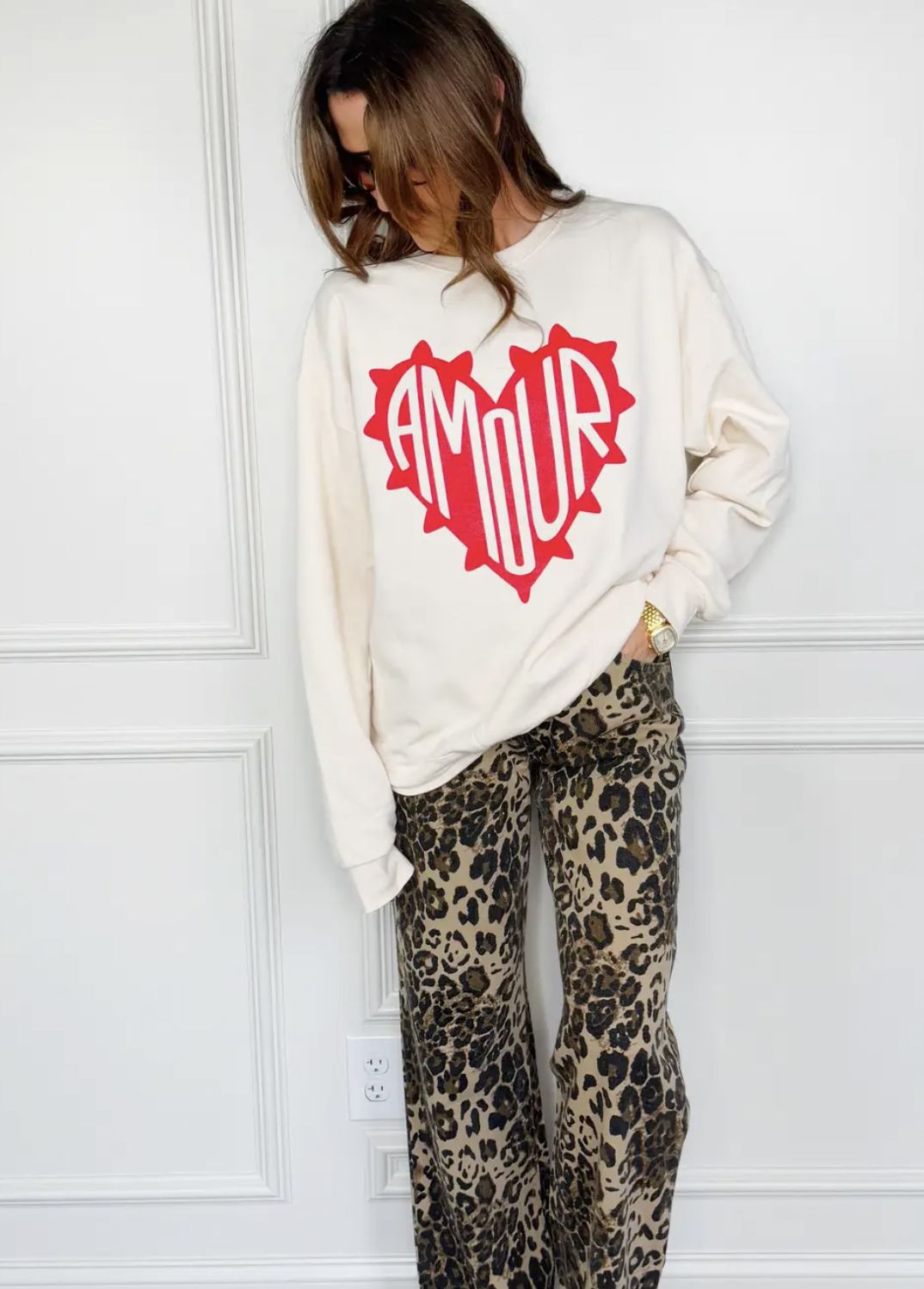AMOUR HEART SWEATSHIRT - IVORY