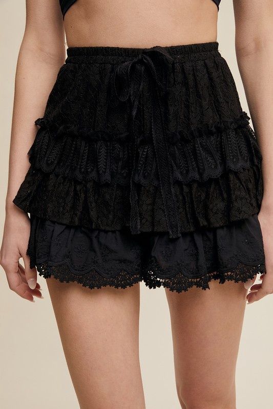 LONDYN LACE SHORTS - BLACK