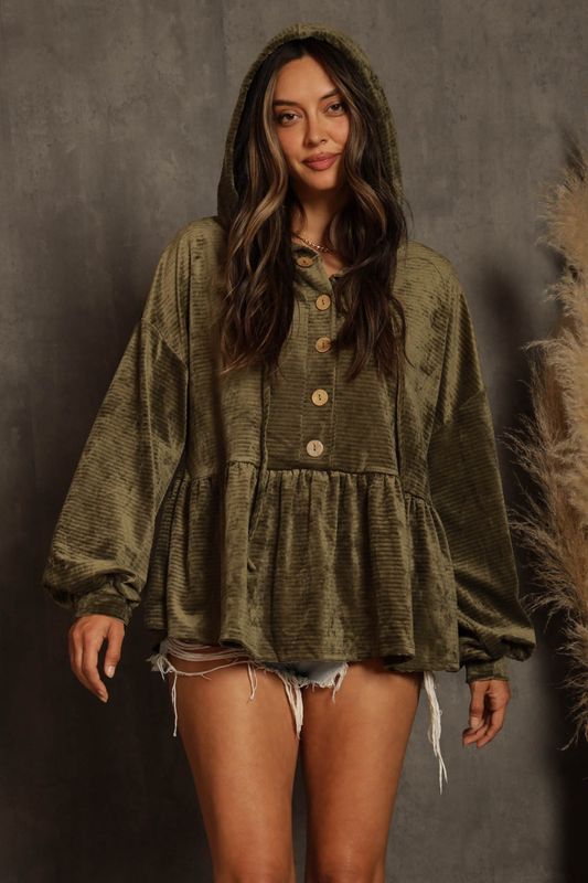 TONI VELOUR TOP - BROWN