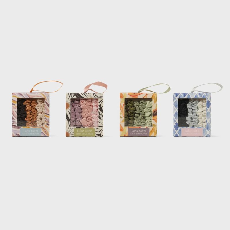 CRUSH "TAKE CARE" SATIN SCRUNCHIES - VARIOUS COLORS