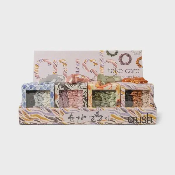 CRUSH &quot;TAKE CARE&quot; SATIN SCRUNCHIES - VARIOUS COLORS