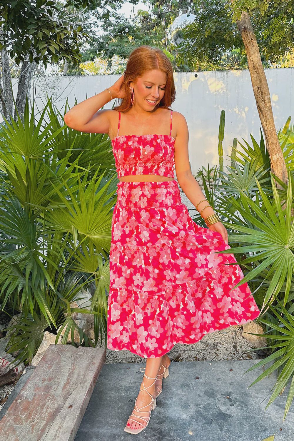 TAMARA SMOCKED TOP - POSY PINK