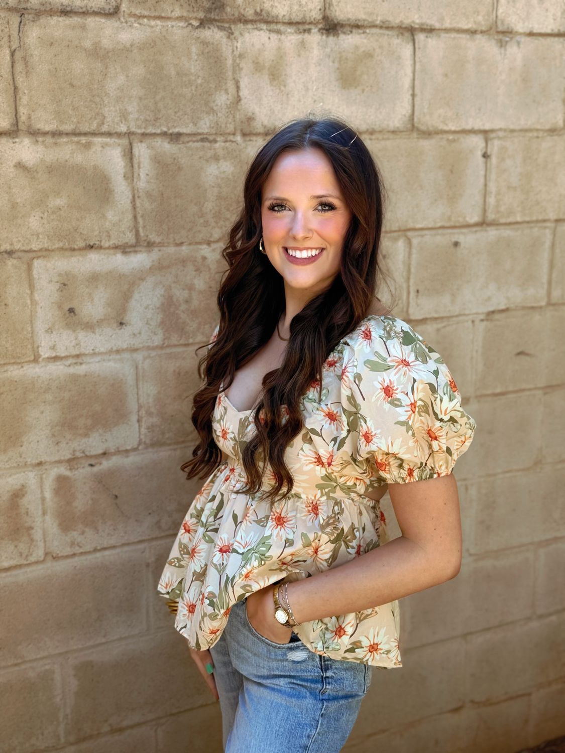 SUNFLOWER FIELDS TOP - YELLOW MULTI