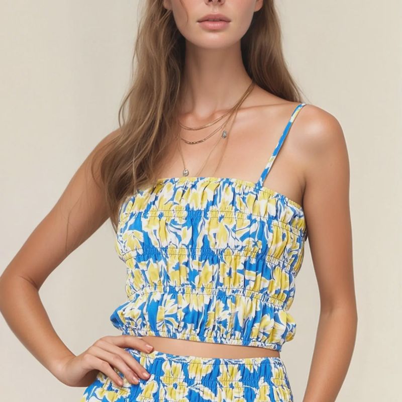 JORDAN SMOCKED TOP - OCEAN BLUE FLORAL