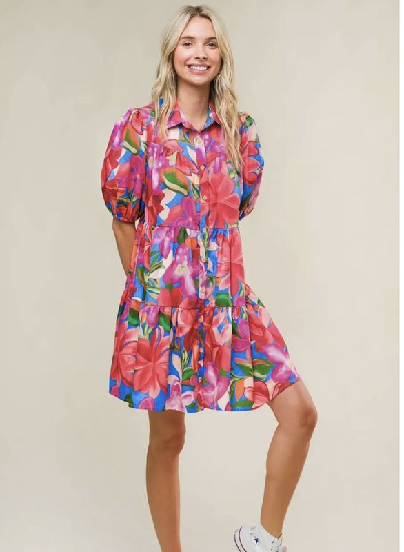 WRENLEY MINI DRESS - BLUE FUSCHIA