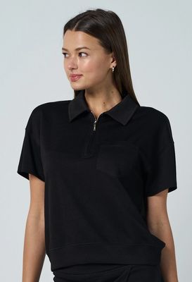 AURORA HALF ZIP TOP - BLACK