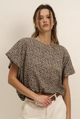 KNIT BUBBLE TOP - LEOPARD