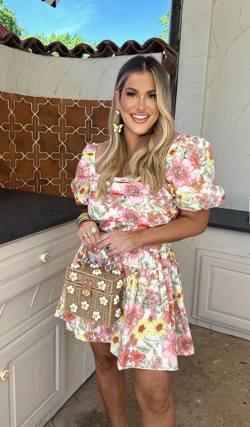 CUTIE TOP AND SKIRT SET - WHIMSY PINK FLORAL