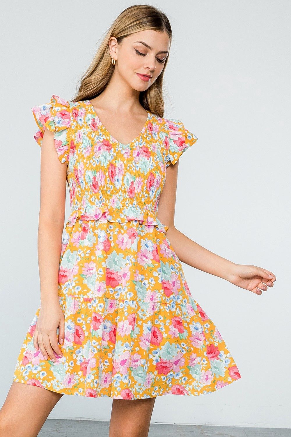 ABBY MINI DRESS - CREOLE YELLOW
