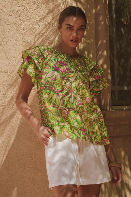 RUFFLED CANOPY BLOUSE - BUTTER YELLOW
