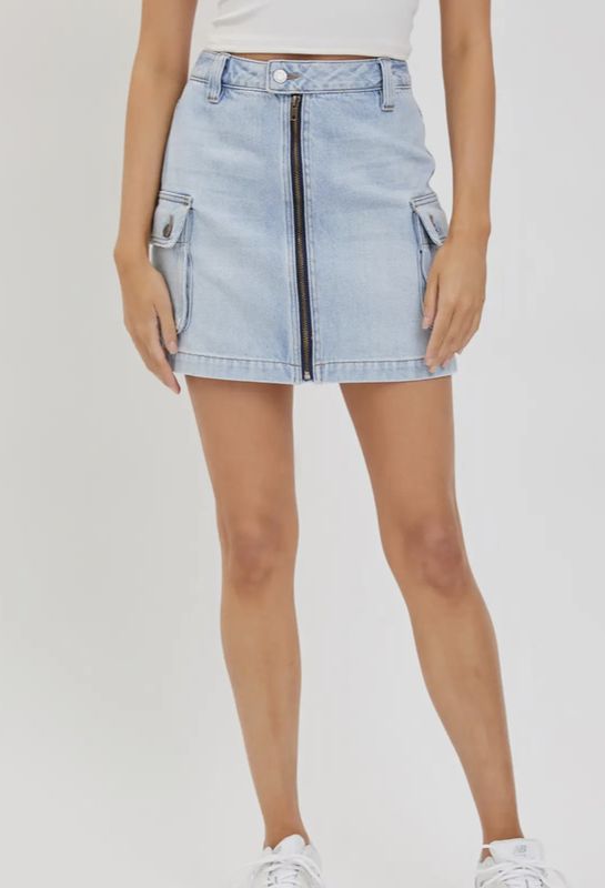 A LINE SKIRT W/CARGO POCKETS - SKY BLUE