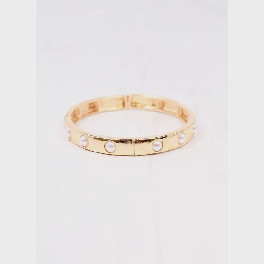 ADDY STRETCH BRACELET W/ PEARLS - GOLD