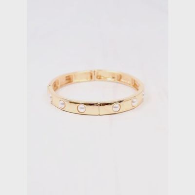 ADDY STRETCH BRACELET W/ PEARLS - GOLD