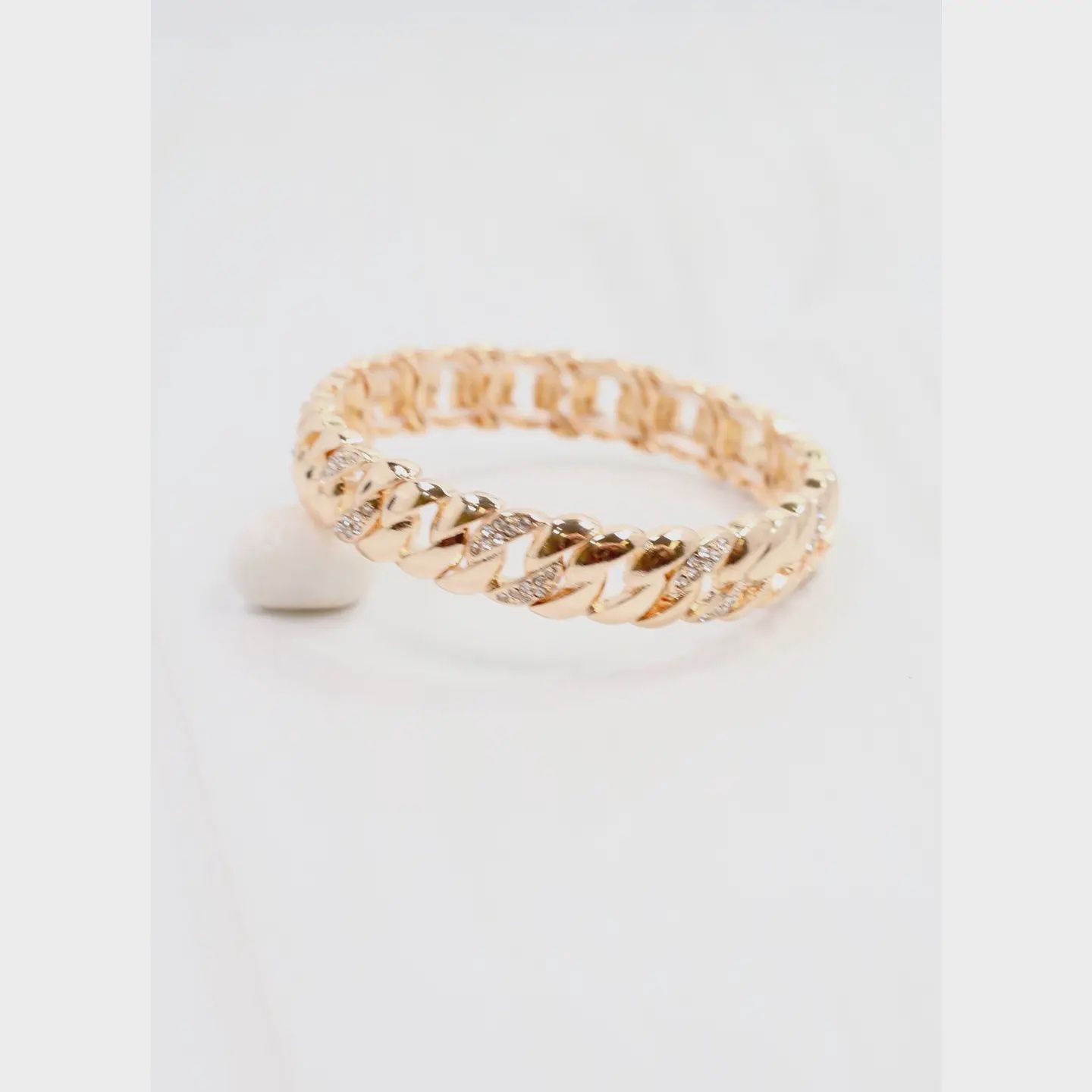NOVALEE CZ LINK STRETCH BRACELET - GOLD