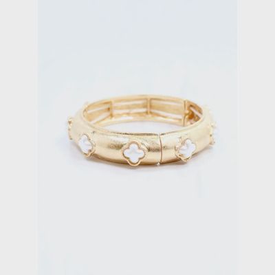 NEEMA COLVER STRETCH BRACELET - WORN GOLD