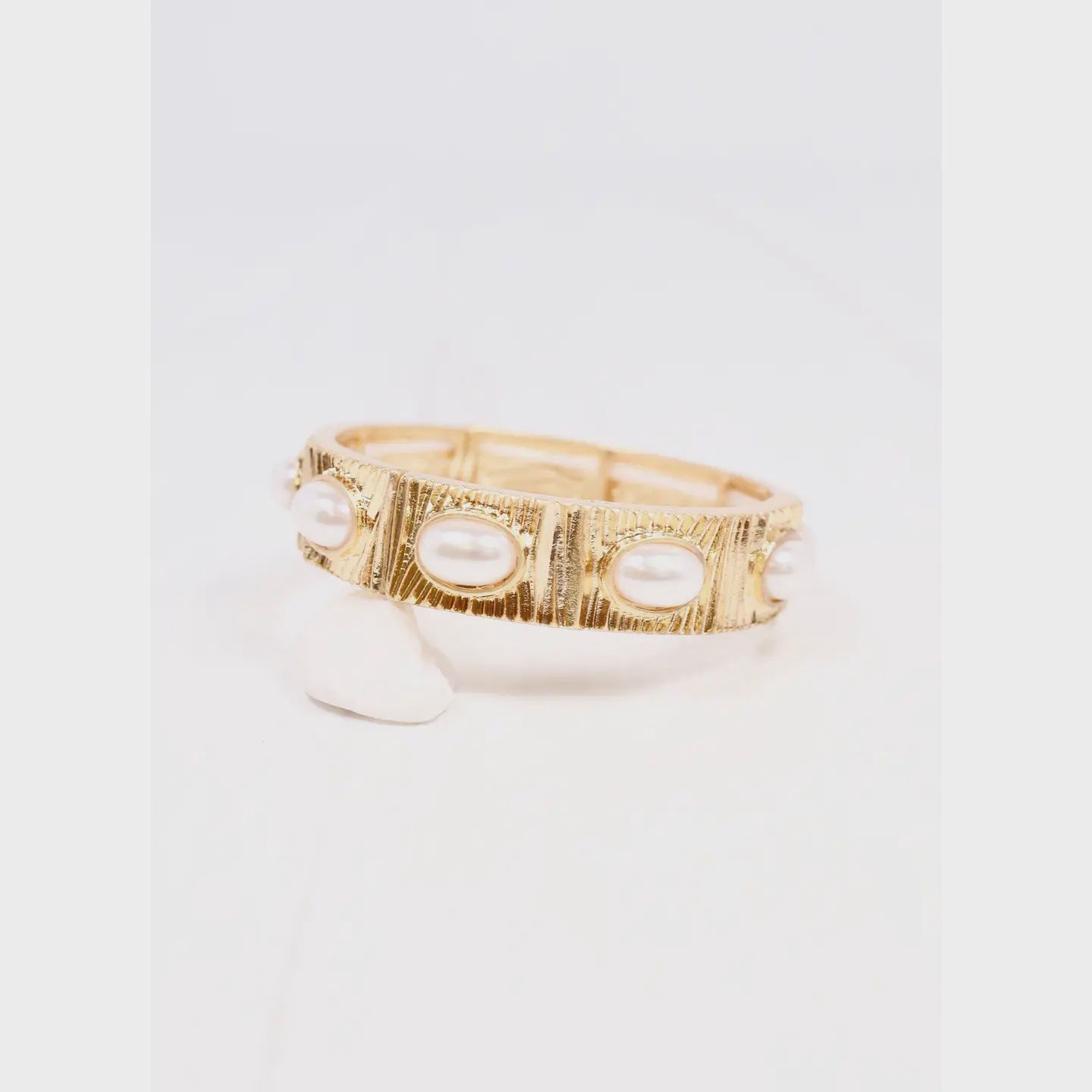 PASCAL PEARL STRETCH BRACELET - GOLD