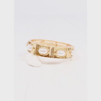 PASCAL PEARL STRETCH BRACELET - GOLD