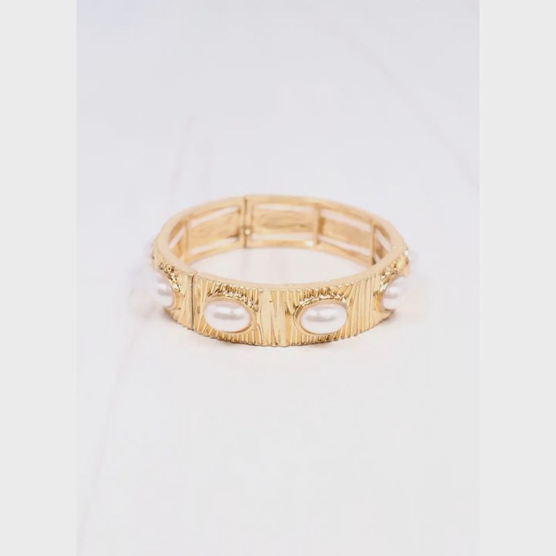 PASCAL PEARL STRETCH BRACELET - GOLD
