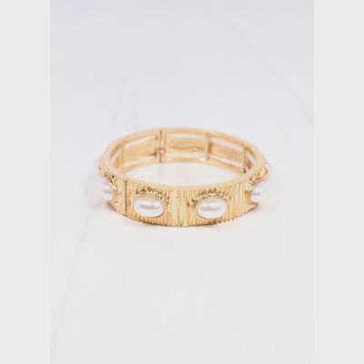 PASCAL PEARL STRETCH BRACELET - GOLD