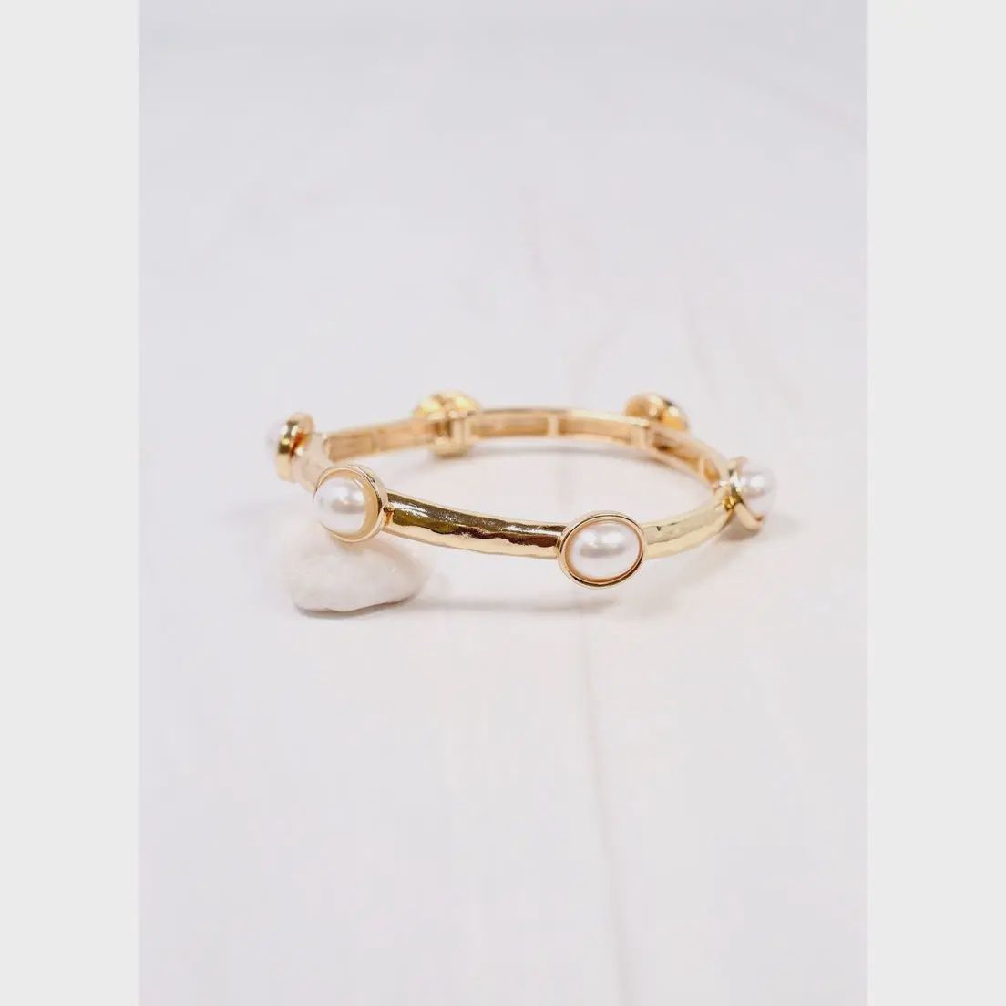 PIERS STRETCH BRACELET W/ PEARLS - GOLD