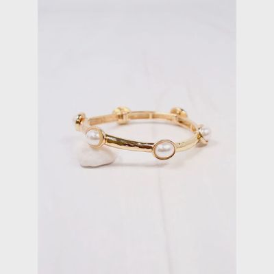 PIERS STRETCH BRACELET W/ PEARLS - GOLD
