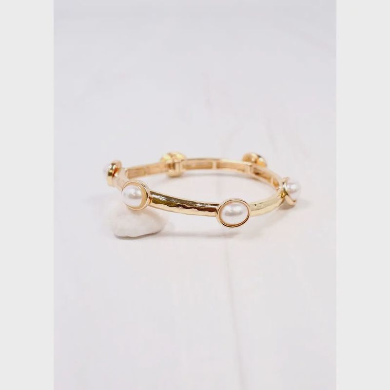PIERS STRETCH BRACELET W/ PEARLS - GOLD