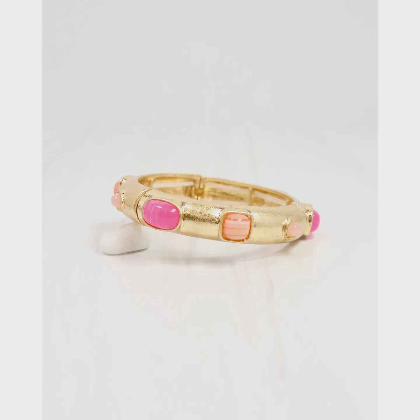 REALLY REGAL STONE STRETCH BRACELET - PINK COMBO