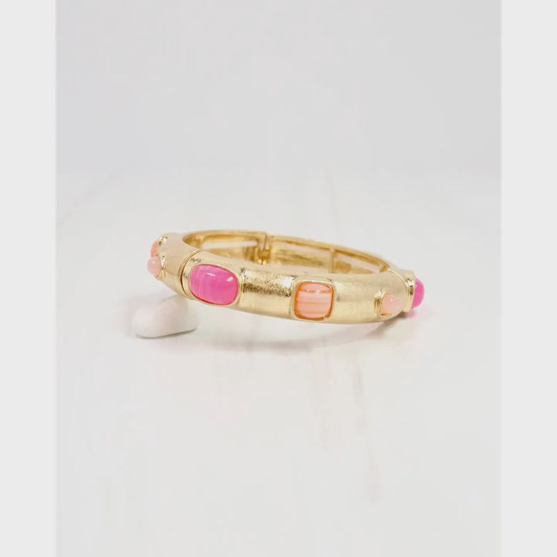 REALLY REGAL STONE STRETCH BRACELET - PINK COMBO