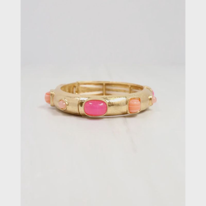REALLY REGAL STONE STRETCH BRACELET - PINK COMBO