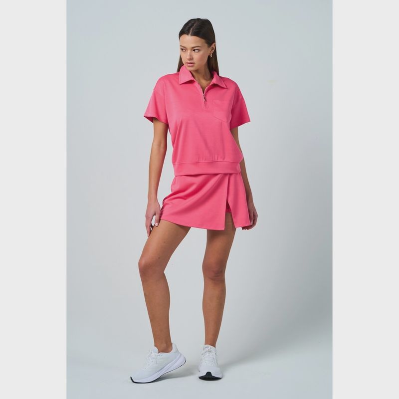 AURORA HALF ZIP TOP - PINK