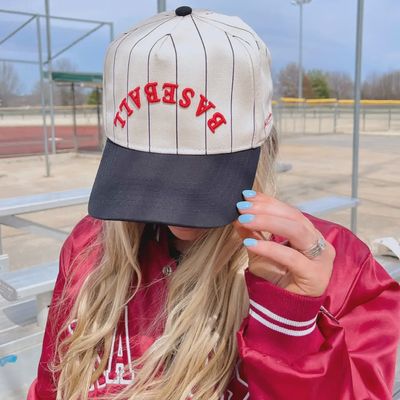 BASEBALL STRIPE VINTAGE TRUCKER HAT